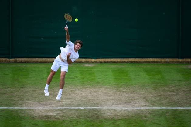 240704 Thiago Seyboth Wild of Brazil competes in a second round singles match during day 4 of Wimbledon on July 4, 2024 in London. Photo: Jesper Zerman BILDBYRAN kod JZ JZ0550 tennis wimbledon dag 4 bbeng Copyright: JESPERxZERMAN BB240704JZ072