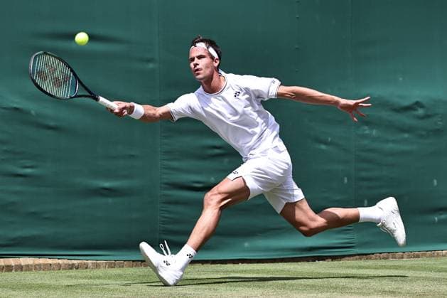 Daniel Altmaier, GER, during second round of 2024 All England Lawn Tennis Championships at Wimbledon, gentlemens singles, London, 04 07 2024; -