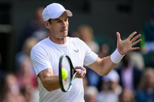 240704 And Andy Murray of Great Britain competes in a first round doubles match during day 4 of Wimbledon on July 4, 2024 in London. Photo: Jesper Zerman BILDBYRAN kod JZ JZ0550 tennis wimbledon dag 4 bbeng Copyright: JESPERxZERMAN BB240704JZ115