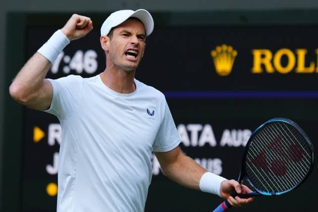 Andy Murray celebrates during his Men s Doubles first round match with brither Jamie Wimbledon Tennis Championships, Day 4, The All England Lawn Tennis and Croquet Club, London, UK - 04 Jul 2024  Copyright: xJavierxGarcia Shutterstockx 14569389ia