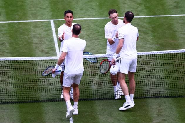 Andy Murray and Jamie Murray of Great Britain v John Peers and Rinky Hijikata of Australia Wimbledon Tennis Championships, Day 4, The All England Lawn Tennis and Croquet Club, London, UK - 04 Jul 2024  Copyright: xJamesxMarsh Shutterstockx 14569387gv