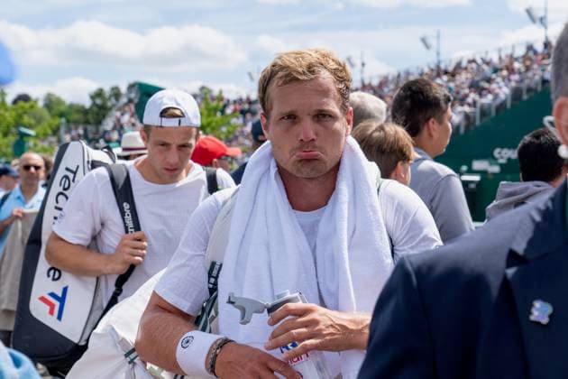2024-07-04 The Championships Wimbledon 2024 Day 4 LONDON, UNITED KINGDOM - JULY 4: Bart Stevens of the Netherlands on Day 4 of The Championships Wimbledon 2024 at All England Lawn Tennis and Croquet Club on July 4, 2024 in London, United Kingdom. (Photo by Marleen Fouchier BSR Agency) London United Kingdom Content not available for redistribution in The Netherlands directly or indirectly through any third parties. Copyright: xBSRxAgencyx