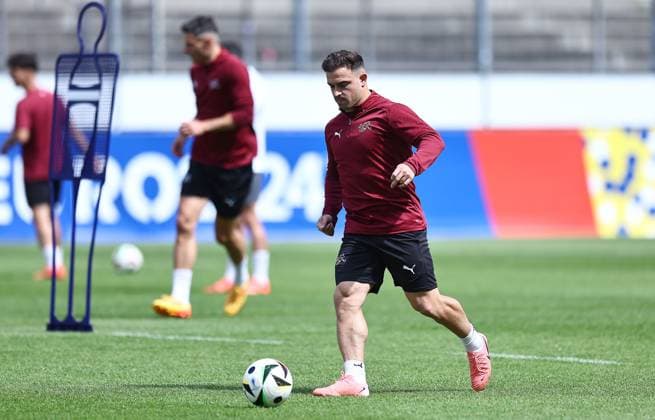 EURO 2024, Nationalteam Schweiz Training Xherdan Shaqiri of Switzerland Switzerland Training, UEFA European Championship, EM, Europameisterschaft 2024, Quarter Final, Football, Stadion auf der Waldau, Stuttgart, Germany, 05 Jul 2024 EDITORIAL USE ONLY No use with unauthorised audio, video, data, fixture lists, club league logos or live services. Online in-match use limited to 120 images, no video emulation. No use in betting, games or single club league player publications.  Copyright: xMichaelxZemanek Shutterstockx 14571352f