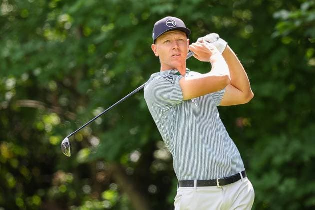 Matti Schmid (GER), am Abschlag, Tee, BMW International Open 2024, Golf, DP World Tour, Herren, Runde 2, 05.07.2024 Eichenried Bayern Deutschland