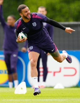 EURO 2024, Nationalteam England Training Kyle Walker of England England Training, UEFA European Championship, EM, Europameisterschaft 2024, Quarter Final, Football, Spa & Golf Resort Weimarer Land, Blankenhain, Germany, 05 Jul 2024 EDITORIAL USE ONLY No use with unauthorised audio, video, data, fixture lists, club league logos or live services. Online in-match use limited to 120 images, no video emulation. No use in betting, games or single club league player publications. Copyright: xDavexShopland Shutterstockx 14568246u