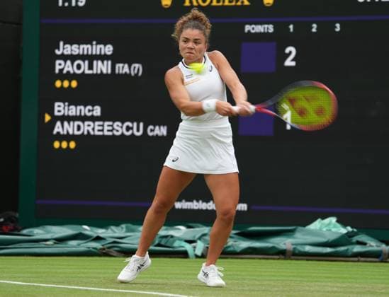 Lawn Tennis - 2024 Wimbledon Championship Jasmine Paolini (ITA) v Bianca Andreescu (CAN) - All England Lawn Tennis & Croquet Club - Friday 5th July 2024 Jasmine Paolini (ITA) 
