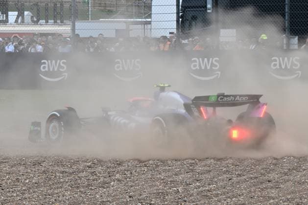 5th July 2024; Silverstone Circuit, Northamptonshire, England; Formula 1 2024 Qatar Airways British F1 Grand Prix; Free Practice Day; Yuki Tsunoda (22) of RB in the RB VCARB 01 car spins off the track into the gravel during the first practice session  ActionPlus12664131 SimonxWest