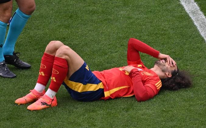 05.07.2024, xjhx, Fussball EM 2024 1 4 Finale, Deutschland - Spanien emspor, v.l. Marc Cucurella Saseta (Spanien) (DFL DFB REGULATIONS PROHIBIT ANY USE OF PHOTOGRAPHS as IMAGE SEQUENCES and or QUASI-VIDEO) Stuttgart