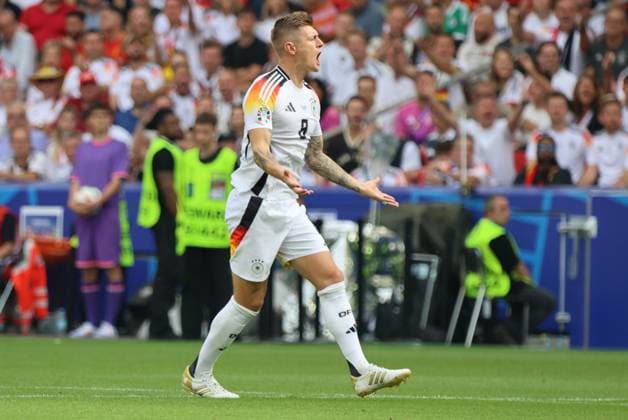 05.07.2024, Fussball, Herren, UEFA Europameisterschaft 2024, Quarter Final, Viertelfinale, Spanien - Deutschland, Toni Kroos (Deutschland) Stuttgart MHP-Arena Baden-Württemberg Deutschland (DE) Copyright: xSebastianxBachx