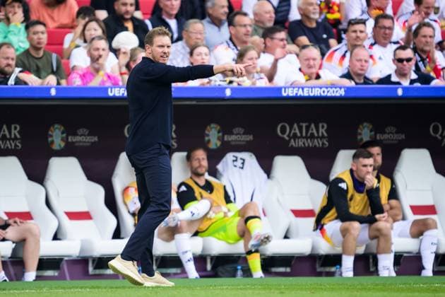 240705 Head coach Julian Nagelsmann of Germany during the UEFA EURO, EM, Europameisterschaft,Fussball 2024 Football Championship quarterfinal between Spain and Germany on July 5, 2024 in Stuttgart. Photo: Mathias Bergeld BILDBYRAN kod MB MB0942 fotboll football soccer fotball fotbolls-em europamästerskap em uefa euro uefa european football championship euro 2024 kvartsfinal quarterfinal quarterfinals spanien spain tyskland germany bbeng Copyright: MATHIASxBERGELD BB240705MB042