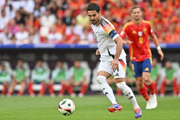 240705 EURO2024 SPAIN VS GERMANY Ilkay Gundogan (21) of Germany pictured during a soccer game between the national teams of Spain and Germany in the Quarter Final stage of the UEFA EURO, EM, Europameisterschaft,Fussball 2024 tournament , on Friday 5 July 2024 in Stuttgart , Germany . PHOTO SPORTPIX David Catry STUTTGART GERMANY  Copyright: xx 472064