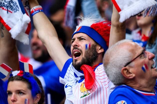 240705 A supporter of France ahead of the UEFA EURO, EM, Europameisterschaft,Fussball 2024 Football Championship Quarterfinal between Portugal and France on July 5, 2024 in Hamburg. Photo: Jesper Zerman BILDBYRAN kod JZ JZ0551 fotboll football soccer fotball fotbolls-em europamästerskap em uefa euro uefa european football championship euro 2024 portugal frankrike france bbeng publik Copyright: JESPERxZERMAN BB240705JZ010