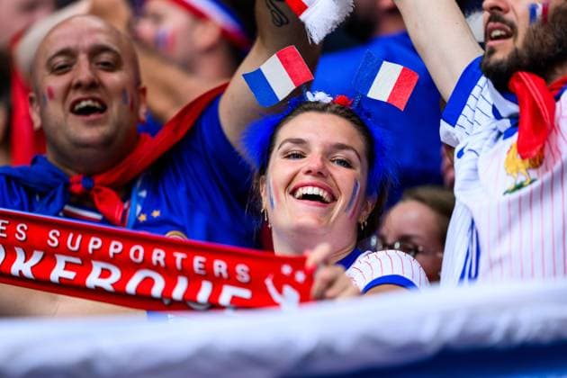 240705 A supporter of France ahead of the UEFA EURO, EM, Europameisterschaft,Fussball 2024 Football Championship Quarterfinal between Portugal and France on July 5, 2024 in Hamburg. Photo: Jesper Zerman BILDBYRAN kod JZ JZ0551 fotboll football soccer fotball fotbolls-em europamästerskap em uefa euro uefa european football championship euro 2024 portugal frankrike france bbeng publik Copyright: JESPERxZERMAN BB240705JZ011