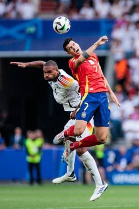 UEFA EURO, EM, Europameisterschaft,Fussball 2024: Spanien - Deutschland; 05.07.2024 Jonathan Tah (Deutschland, 4), Alvaro Morata (Spanien, 7) UEFA EURO 2024: Spanien - Deutschland; Stuttgart Arena, Stuttgart am 05.07.2024 Copyright: xBEAUTIFULxSPORTS Wunderlx