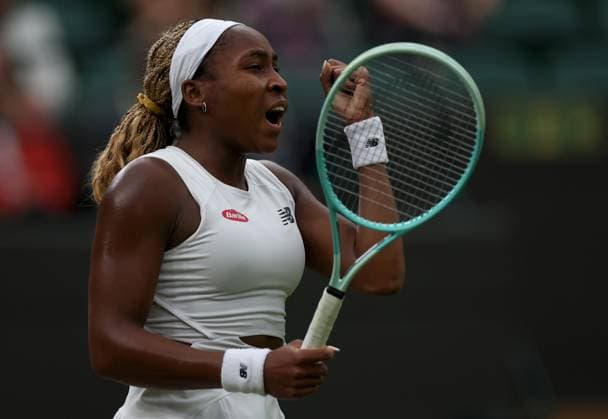 Coco Gauff of USA celebrates Wimbledon Tennis Championships, Day 5, The All England Lawn Tennis and Croquet Club, London, UK - 05 Jul 2024  Copyright: xEllaxLing Shutterstockx 14571053cf