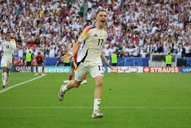 05.07.2024, Fussball, Herren, UEFA Europameisterschaft 2024, Quarter Final, Viertelfinale, Spanien - Deutschland, Torjubel zum 1:1, Torschütze: Florian Wirtz (Deutschland) Stuttgart MHP-Arena Baden-Württemberg Deutschland (DE) Copyright: xSebastianxBachx