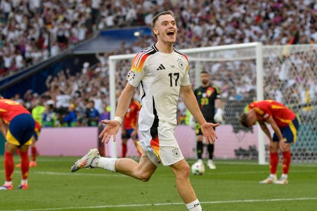 Florian Wirtz 17 of (Germany) jubelt nach dem Tor zum 1:1 05.07.2024 Fussball Europameisterschaft in Deutschland Spanien vs Deutschland , Neckarpark Stadion, Stuttgart, Baden Württemberg Germany