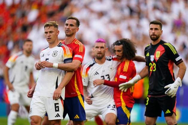 GER: Spain v Germany. UEFA EURO, EM, Europameisterschaft,Fussball 2024 Joshua Kimmich of Germany and Fabian Ruiz of Spain during the UEFA Euro 2024 match between Spain and Germany. Quarter Finals, played at Stuttgart Arena Stadium on July 5, 2024 in Stuttgart, Germany. kpng Copyright: xSergioxRuizx xPRESSINPHOTOx PS_240705_ESP_GER_078