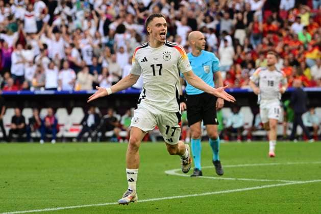 Torjubel zum 1:1 durch Florian Wirtz 17 (Deutschland), Spanien vs. Deutschland, Fussball, UEFA EURO, EM, Europameisterschaft,Fussball 2024, Viertelfinale, 05.07.2024 Stuttgart Baden-Würtemberg Deutschland