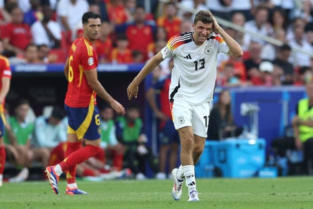 Fußball UEFA EURO, EM, Europameisterschaft,Fussball 2024 Viertelfinale Spanien - Deutschland am 05.07.2024 in der Stuttgart Arena in Stuttgart Thomas Müller ( Deutschland )