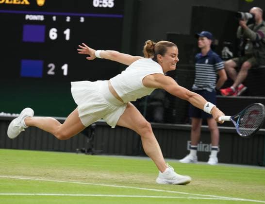 Lawn Tennis - 2024 Wimbledon Championship Womens singles Emma Raducanu (GBR) v Maria Sakkari (GRE) All England Lawn Tennis & Croquet Club - Friday 5th July 2024 Maria Sakkari (GRE) 