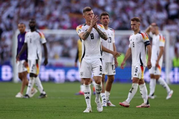 Spain vs Germany Toni Kroos of Germany looks dejected at the end of the UEFA EURO, EM, Europameisterschaft,Fussball 2024 quarter-final match between Spain and Germany at Arena Stuttgart on July 5, 2024 in Stuttgart, Germany Stuttgart Arena Stuttgart Germany Copyright: xMarcoxCanonierox