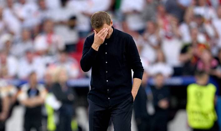 Fussball Euro 2024 Viertelfinale 05.07.2024 Spanien - Deutschland Enttaeuschung Deutschland ueber das Ausscheiden aus dem Turnier; Bundestrainer Julian Nagelsmann