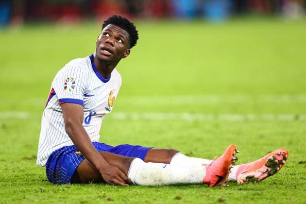 Portugal v France 5 July 2024, Hamburg - UEFA EUROs - Quarter-Final - Portugal v France - Aurelien Tchouameni of France - Photo: Charlotte Wilson Offside. Hamburg Germany Copyright: xCharlottexWilsonx xOffsidexOffside