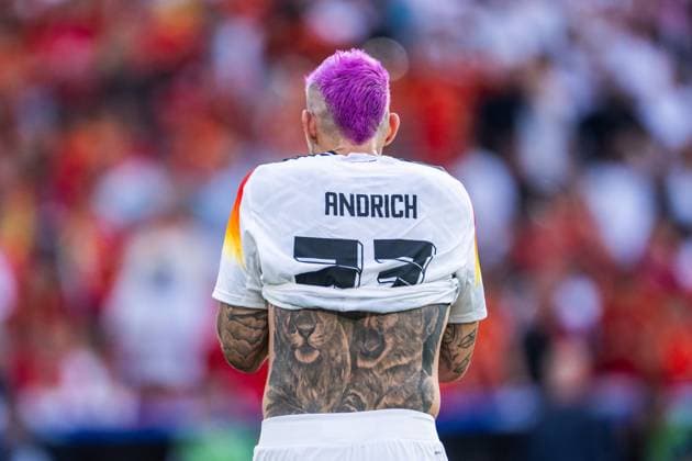 240705 Robert Andrich of Germany during the UEFA EURO, EM, Europameisterschaft,Fussball 2024 Football Championship quarterfinal between Spain and Germany on July 5, 2024 in Stuttgart. Photo: Mathias Bergeld BILDBYRAN kod MB MB0942 fotboll football soccer fotball fotbolls-em europamästerskap em uefa euro uefa european football championship euro 2024 kvartsfinal quarterfinal quarterfinals spanien spain tyskland germany bbeng tatuering tattoo Copyright: MATHIASxBERGELD BB240705MB203
