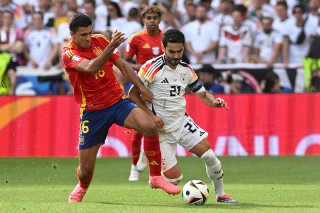 RODRIGO HERNANDEZ CASCANTE RODRI, ILKAY GUNDOGAN, UEFA EURO, EM, Europameisterschaft,Fussball 2024, Spain-Germany 2-1, contrasto UEFA EURO 2024 SPAGNA-GERMANIA 2-1 dts