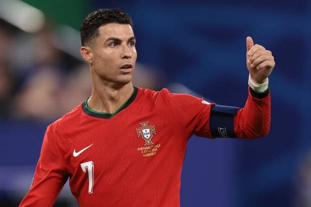 Hamburg, Germany, 5th July 2024. Cristiano Ronaldo of Portugal reacts during the UEFA European Championships quarter final match at Volksparkstadion, Hamburg. Picture credit should read: Jonathan Moscrop Sportimage EDITORIAL USE ONLY. No use with unauthorised audio, video, data, fixture lists, club league logos or live services. Online in-match use limited to 120 images, no video emulation. No use in betting, games or single club league player publications. SPI-3219-0061
