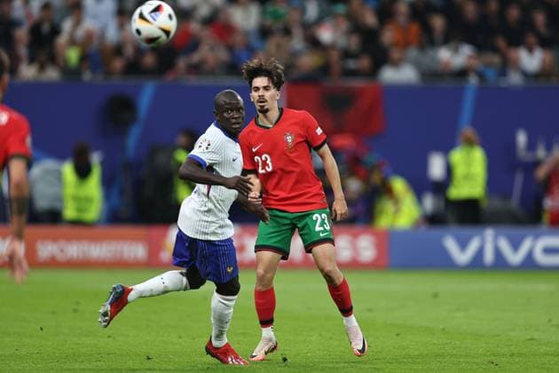 N Golo Kante (France) Vitinha Machado Ferreira (Portugal) during the UEFA EURO, EM, Europameisterschaft,Fussball Germany 2024 match between Portugal 4-5 France at Volkspakstadion on July 05, 2024 in Hamburg , Germany. Noxthirdxpartyxsales  (258790080)