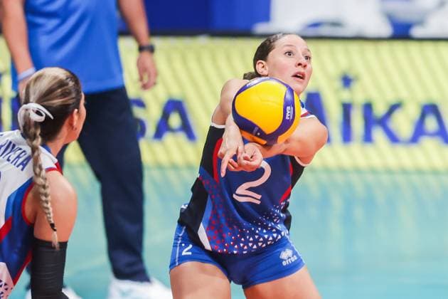 (240706) -- MANILA, July 6, 2024 -- Shara Venegas (R) of Puerto Rico returns the ball during the match between Puerto Rico and Belgium at the FIVB Women s Volleyball Challenger Cup 2024 in Manila, the Philippines, on July 6, 2024. ) (SP)PHILIPPINES-MANILA-VOLLEYBALL-FIVB WOMEN S CHALLENGER CUP 2024-PUERTO RICO VS BELGIUM ROUELLExUMALI 