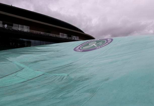 (240706) -- LONDON, July 6, 2024 -- Photo taken on July 6, 2024 shows the rain cover over Court 16 on day 6 at Wimbledon tennis Championship in London, Britain. ) (SP)BRITAIN-LONDON-TENNIS-WIMBLEDON-DAY 6 HanxYan 