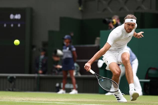 6th July 2024; All England Lawn Tennis and Croquet Club, London, England; Wimbledon Tennis Tournament, Day 6; Alexander Zverev (GER) during his third round match against Cameron Norrie (GBR)  ActionPlus12664969 ShaunxBrooks
