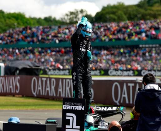 63 George Russell (GBR, Mercedes-AMG Petronas F1 Team), F1 Grand Prix of Great Britain at Silverstone Circuit on July 6, 2024 in Silverstone, Great Britain. (Photo by HOCH ZWEI) Silverstone Great Britain