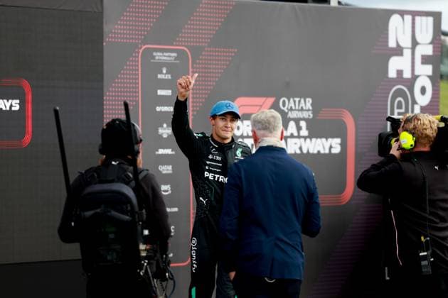 63 George Russell (GBR, Mercedes-AMG Petronas F1 Team), F1 Grand Prix of Great Britain at Silverstone Circuit on July 6, 2024 in Silverstone, Great Britain. (Photo by HOCH ZWEI) Silverstone Great Britain