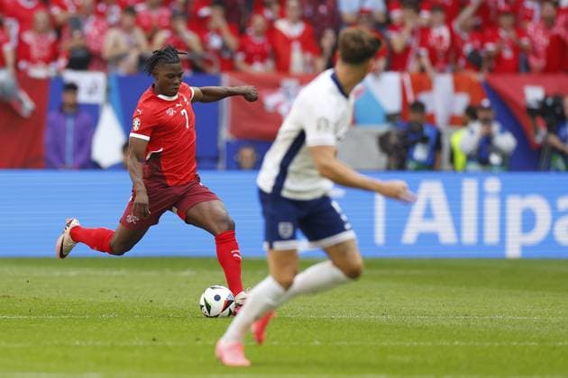 DUSSELDORF, Dusseldorf Arena ,06-07-2024 , European Football Championship Euro2024, round of 8 match no.48 between England and Switzerland, Switzerland player Breel Embolo England - Switzerland (Euro2024)  x25694325x Copyright: