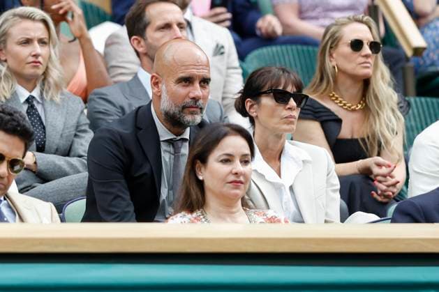 Wimbledon Feature, Manchester City Trainer Pep Guardiola und Maria Guardiola in der Royal Box, VIP Loge Tennis - Wimbledon 2024 - Grand Slam ITF ATP, Tennis Herren WTA, Tennis Damen - AELTC - London - - Great Britain - 6 July 2024. Copyright: xJuergenxHasenkopfx