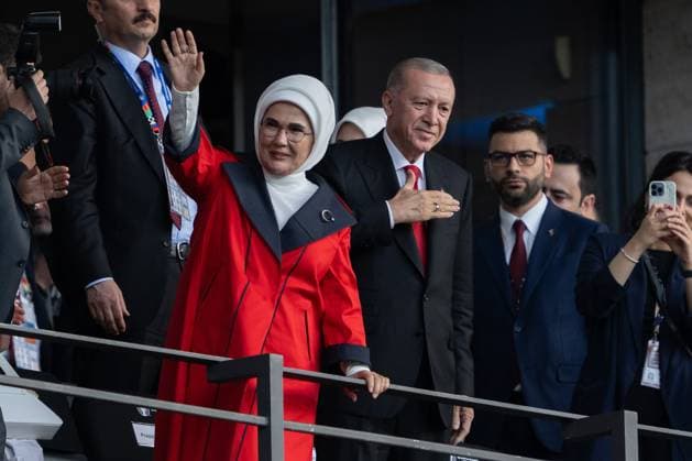 240706 Recep Tayyip Erdogan, president of Turkiye, in the stands ahead of the UEFA EURO, EM, Europameisterschaft,Fussball 2024 Football Championship quarterfinal between Netherlands and Türkiye on July 6, 2024 in Berlin. Photo: Jesper Zerman BILDBYRAN kod JZ JZ0552 fotboll football soccer fotball fotbolls-em europamästerskap em uefa euro uefa european football championship euro 2024 nederländerna holland netherlands türkiye bbeng Copyright: JESPERxZERMAN BB240706JZ031