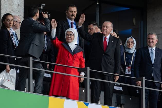 240706 Recep Tayyip Erdogan, president of Turkiye, in the stands ahead of the UEFA EURO, EM, Europameisterschaft,Fussball 2024 Football Championship quarterfinal between Netherlands and Türkiye on July 6, 2024 in Berlin. Photo: Jesper Zerman BILDBYRAN kod JZ JZ0552 fotboll football soccer fotball fotbolls-em europamästerskap em uefa euro uefa european football championship euro 2024 nederländerna holland netherlands türkiye bbeng Copyright: JESPERxZERMAN BB240706JZ033