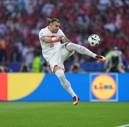 Turkiye s player Abdulkerim Bardakci during UEFA EURO, EM, Europameisterschaft,Fussball 2024 quarter final football match between Turkiye and Netherlands at Olympiastadion in Berlin, Germany, on 6 July, 2024. (Photo: Copyright: MehmetxSirinxToplaoglu DepoxPhot 18375058
