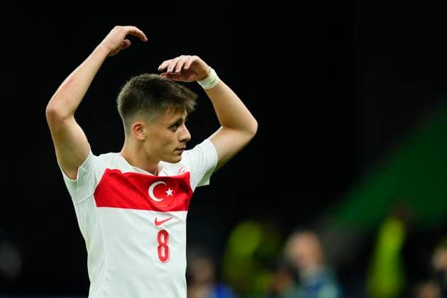 Netherlands v Türkiye: Quarter-Final - UEFA EURO, EM, Europameisterschaft,Fussball 2024 Arda Guler attacking midfield of Turkey and Real Madrid reacts during the UEFA EURO 2024 quarter-final match between Netherlands and Türkiye at Olympiastadion on July 6, 2024 in Berlin, Germany. Berlin Germany  Copyright: xJosexBretonx originalFilename:bretonhernandez-netherla240706_npk5q.jpg