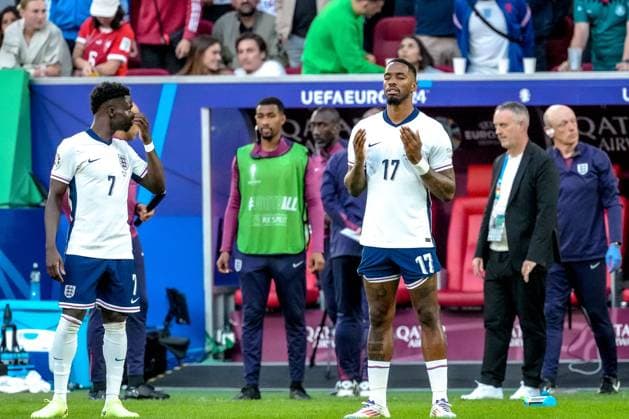 EURO 2024 - Quarter-Finals: England vs. Switzerland Ivan Toney prays before the penalty shootout during the EURO 2024 Quarter-Final match between England and Switzerland on 06 July 2024, at Duesseldorf Arena, in Duesseldorf, Germany Duesseldorf Duesseldorf Arena Germany Copyright: xAlexandraxFechetex DSC03819