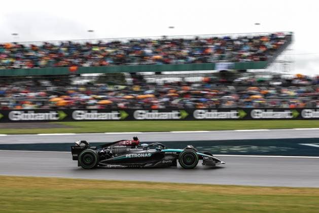 63 George Russell (GBR, Mercedes-AMG Petronas F1 Team), F1 Grand Prix of Great Britain at Silverstone Circuit on July 6, 2024 in Silverstone, Great Britain. (Photo by HOCH ZWEI) Silverstone Great Britain