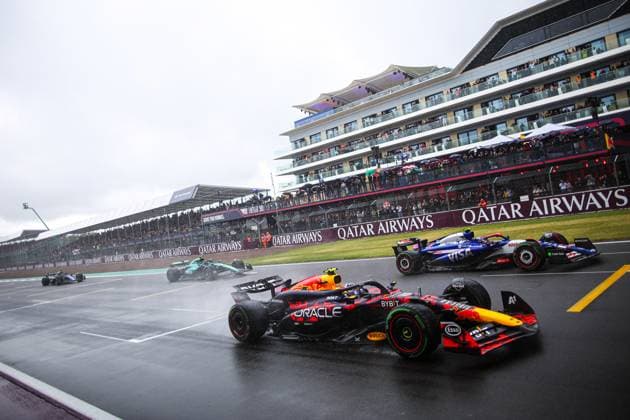 11 Sergio Perez (MEX, Oracle Red Bull Racing), 22 Yuki Tsunoda (JPN, Visa Cash App RB Formula One Team), F1 Grand Prix of Great Britain at Silverstone Circuit on July 6, 2024 in Silverstone, Great Britain. (Photo by HOCH ZWEI) Silverstone Great Britain
