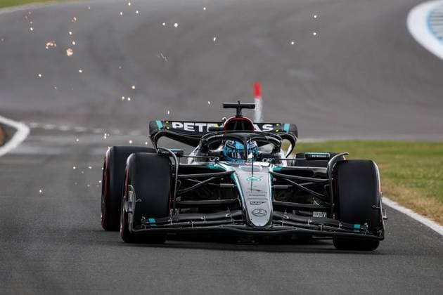 63 George Russell (GBR, Mercedes-AMG Petronas F1 Team), F1 Grand Prix of Great Britain at Silverstone Circuit on July 6, 2024 in Silverstone, Great Britain. (Photo by HOCH ZWEI) Silverstone Great Britain