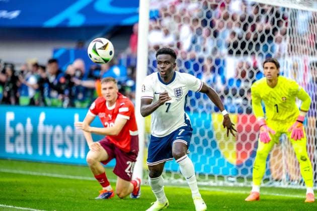 EURO 2024 - Quarter-Finals: England vs. Switzerland Bukayo Saka in action during the EURO 2024 Quarter-Final match between England and Switzerland on 06 July 2024, at Duesseldorf Arena, in Duesseldorf, Germany Duesseldorf Duesseldorf Arena Germany Copyright: xAlexandraxFechetex DSC01467