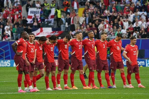 Nationalmannschaft, Fussball, UEFA Euro2024, EM 2024,Viertelfinale, Düsseldorf, England-Schweiz Schweiz Aktion, Einzelbild