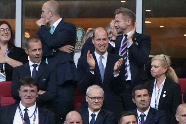 Nationalmannschaft, Fussball, UEFA Euro2024, EM 2024,Viertelfinale, Düsseldorf, England-Schweiz Prinz William England Aktion, Einzelbild